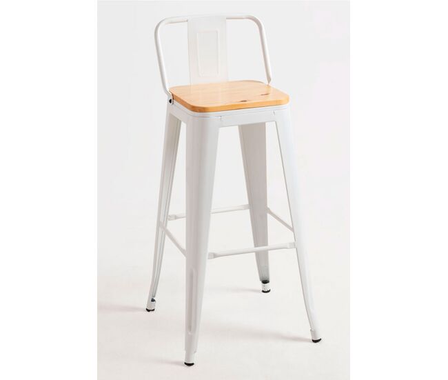 Pack 4 taburetes torix respaldo madera natural - blanco