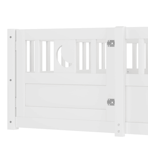 Cama painel, 140 x 190 cm - Cama infantil com grade, decoração de estrelas e lua - Branco