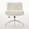 Cadeira de escritório 26,4 - Assento largo, pêlo sintético, base metálica, giratória - Creme