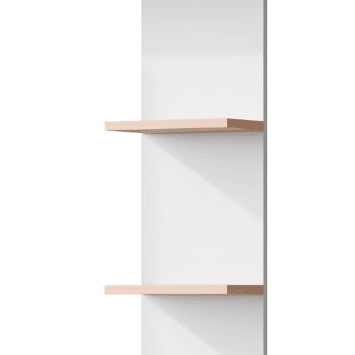 Secretária com arrumação 123,5x45x168,5 cm - Armário inferior com portas e prateleira superior - Branco+Natural