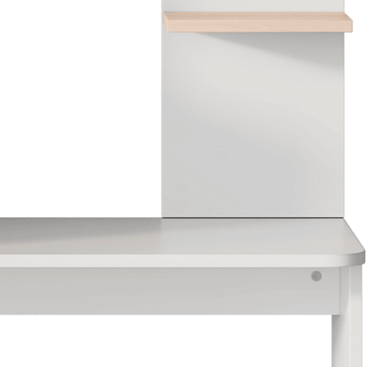 Secretária com arrumação 123,5x45x168,5 cm - Armário inferior com portas e prateleira superior - Branco+Natural