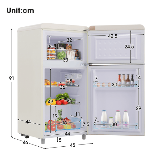 Frigorífico retro 72L - Porta dupla superior e inferior - Branco