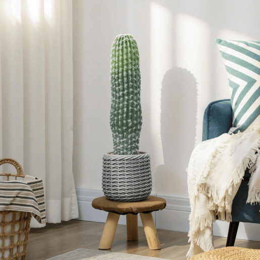 HOMCOM Cacto Artificial 66 cm Planta Artificial Decorativa com Vaso para Decoração de Interiores Casa Escritório Sala Verde