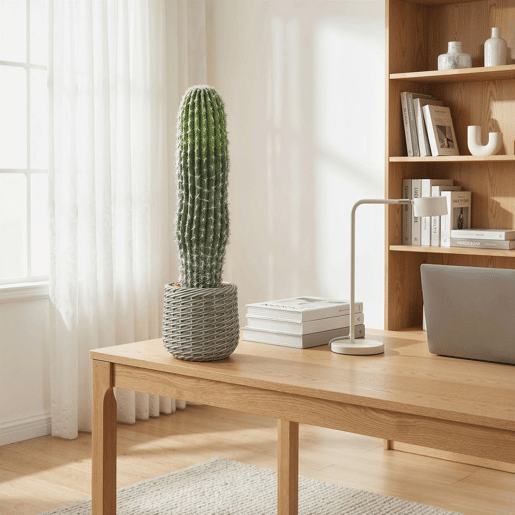 HOMCOM Cacto Artificial 66 cm Planta Artificial Decorativa com Vaso para Decoração de Interiores Casa Escritório Sala Verde