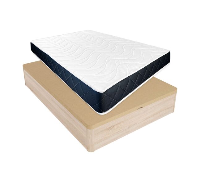 Pack colchón viscoelástico juno + canapé madera abatible 135x180 con montaje incluido, color cambria