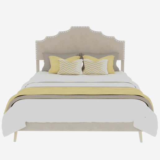 Cama estofada 140x200 - Moderna, cabeceira suave e confortável, estrutura baixa - Bege