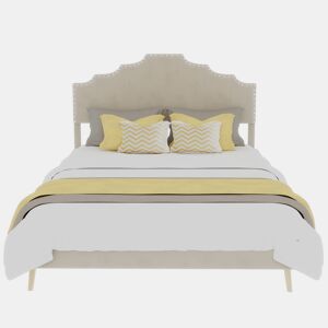 Cama estofada 140x200 - Moderna, cabeceira suave e confortável, estrutura baixa - Bege