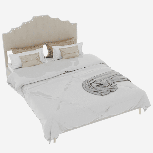 Cama estofada 140x200 - Moderna, cabeceira suave e confortável, estrutura baixa - Bege