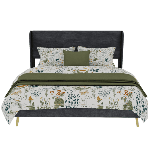 Cama estofada 140x200 - Cabeceira macia, base baixa sem arrumação - Cinza Cama estofada 140x200 - Cabeceira macia, base baixa sem arrumação - Cinza