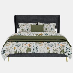 Cama estofada 140x200 - Cabeceira macia, base baixa sem arrumação - Cinza