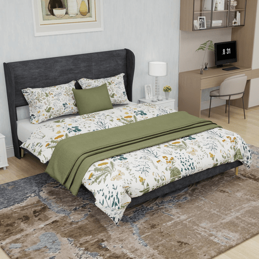 Cama estofada 140x200 - Cabeceira macia, base baixa sem arrumação - Cinza Cama estofada 140x200 - Cabeceira macia, base baixa sem arrumação - Cinza