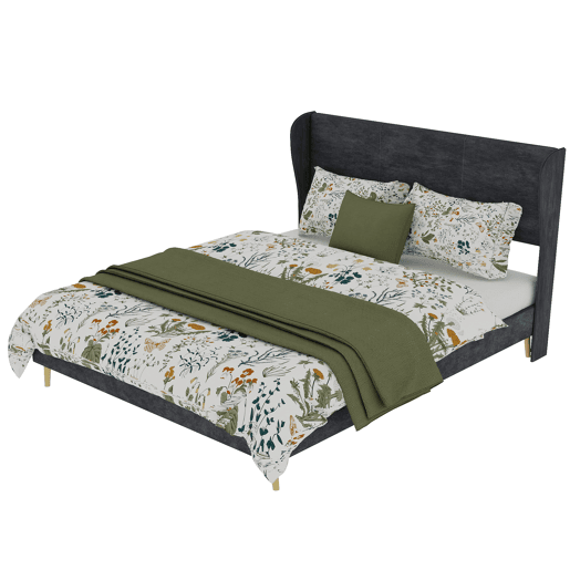 Cama estofada 140x200 - Cabeceira macia, base baixa sem arrumação - Cinza Cama estofada 140x200 - Cabeceira macia, base baixa sem arrumação - Cinza