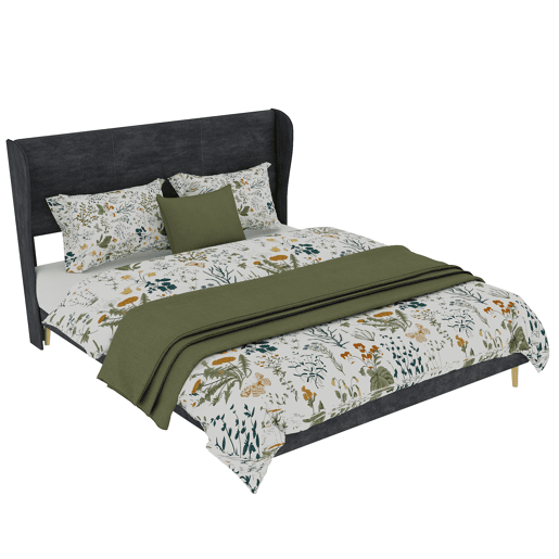 Cama estofada 140x200 - Cabeceira macia, base baixa sem arrumação - Cinza Cama estofada 140x200 - Cabeceira macia, base baixa sem arrumação - Cinza