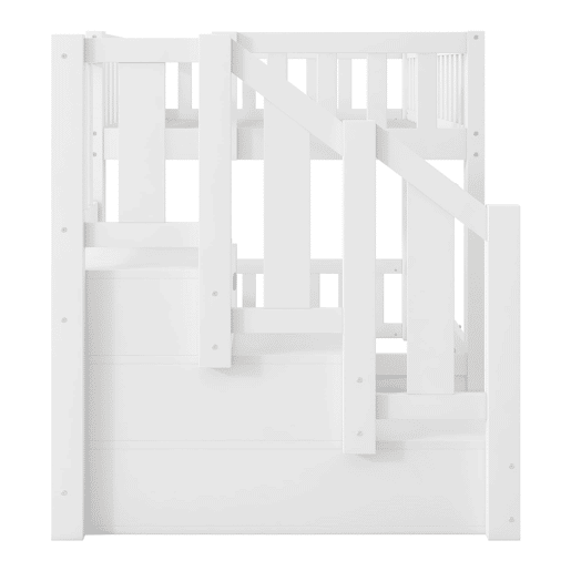 Cama alta 90x200 - Escada com arrumação - Branco