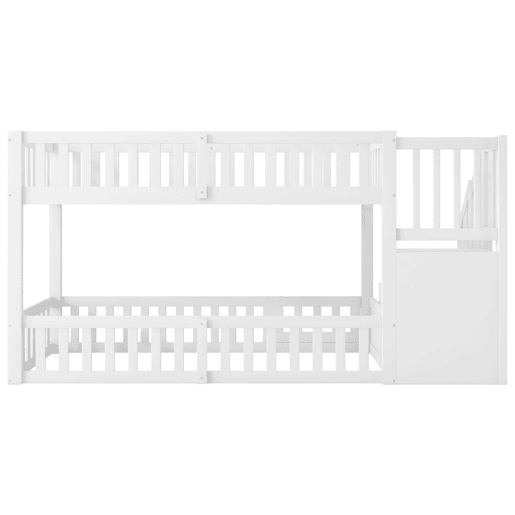 Cama alta 90x200 - Escada com arrumação - Branco