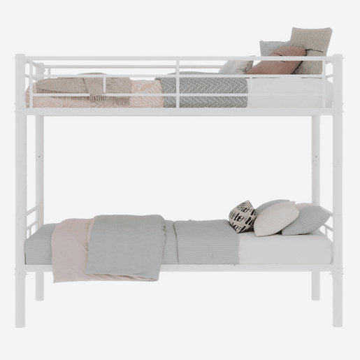 Beliche Twin sobre Twin - Metal resistente com escadas e corrimão, convertível - Branco