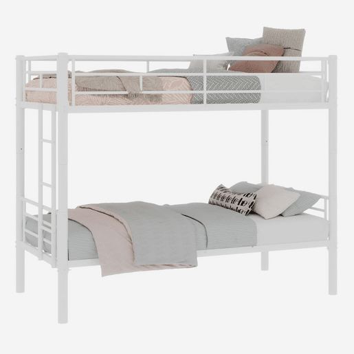 Beliche Twin sobre Twin - Metal resistente com escadas e corrimão, convertível - Branco