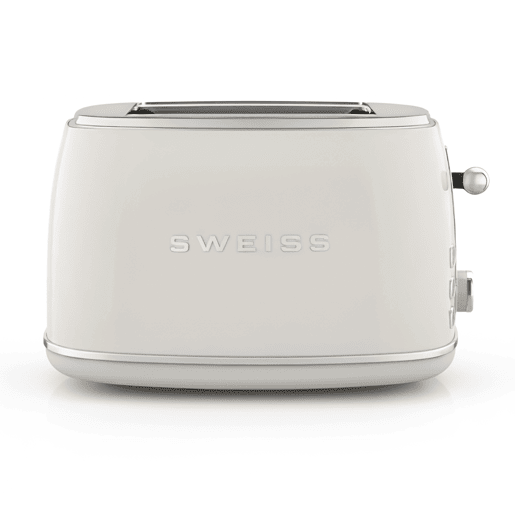 Torradeira vintage SWEISS GRS8 de 850 W com 2 ranhuras, 6 níveis de tostagem e função descongelar, bege