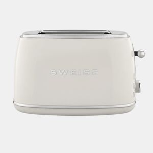 Torradeira vintage SWEISS GRS8 de 850 W com 2 ranhuras, 6 níveis de tostagem e função descongelar, bege