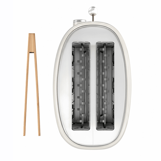 Torradeira vintage SWEISS GRS8 de 850 W com 2 ranhuras, 6 níveis de tostagem e função descongelar, bege