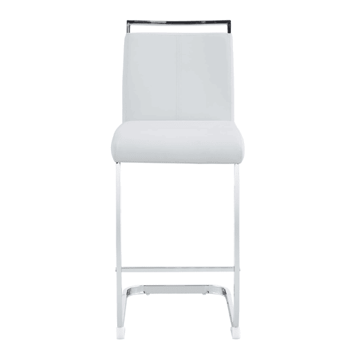 Conjunto de 2 bancos de bar 96,5 cm - estilo nórdico, couro sintético branco, pernas metálicas prateadas