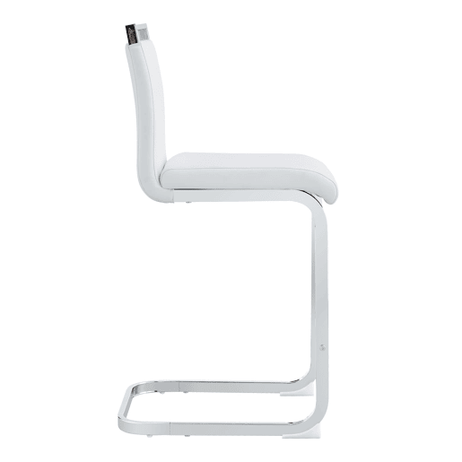 Conjunto de 2 bancos de bar 96,5 cm - estilo nórdico, couro sintético branco, pernas metálicas prateadas