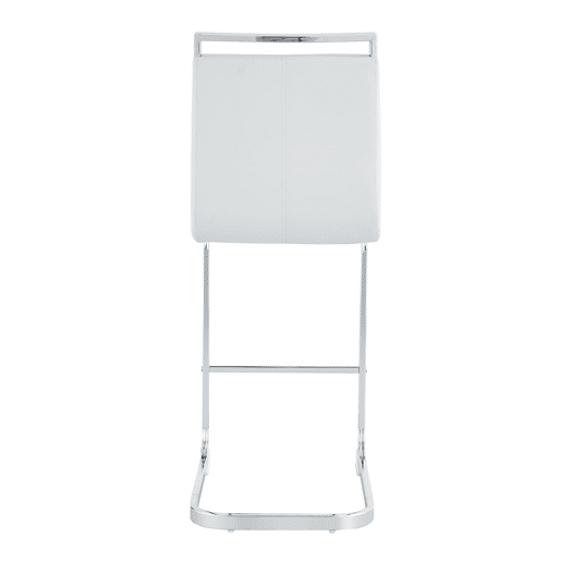 Conjunto de 2 bancos de bar 96,5 cm - estilo nórdico, couro sintético branco, pernas metálicas prateadas