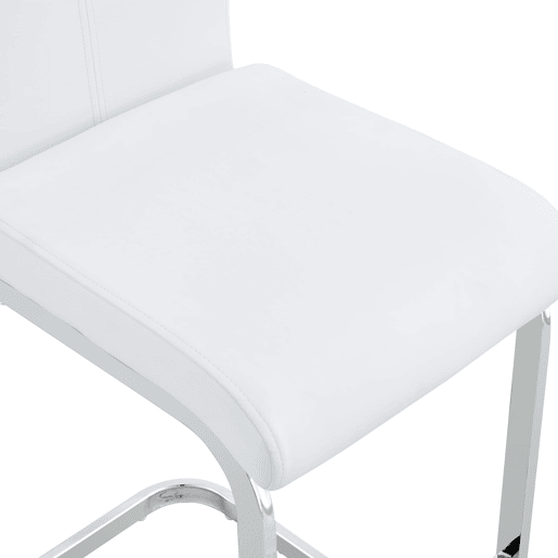 Conjunto de 2 bancos de bar 96,5 cm - estilo nórdico, couro sintético branco, pernas metálicas prateadas