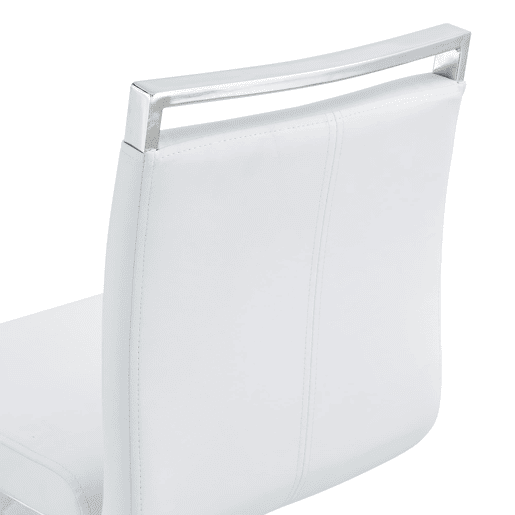 Conjunto de 2 bancos de bar 96,5 cm - estilo nórdico, couro sintético branco, pernas metálicas prateadas