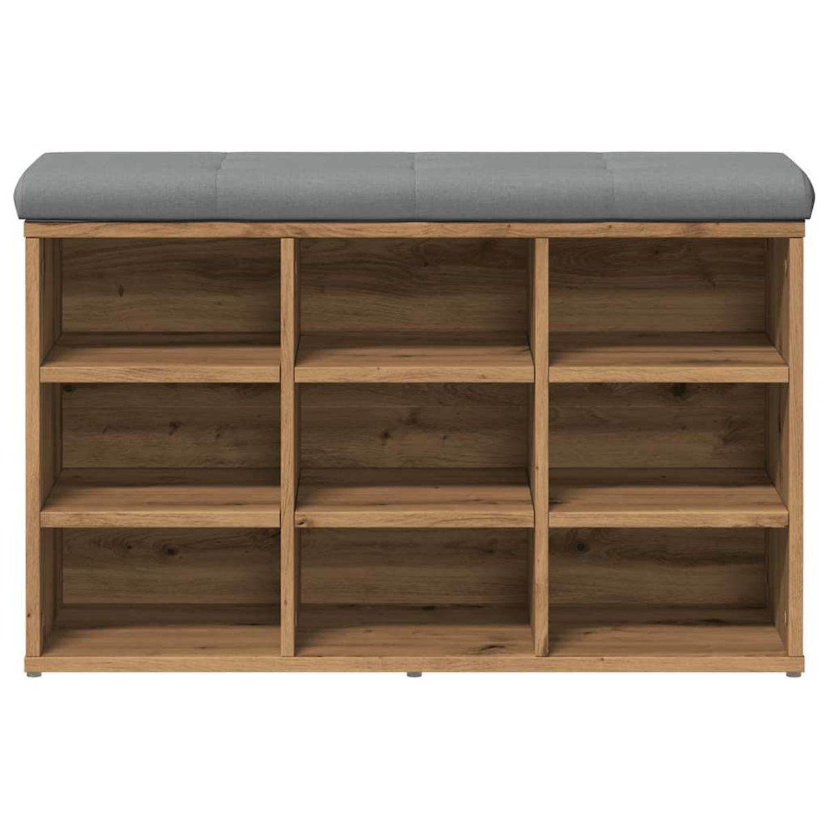 Banco zapatero doll 9 estantes con asiento acolchado roble 50x82x32 cm