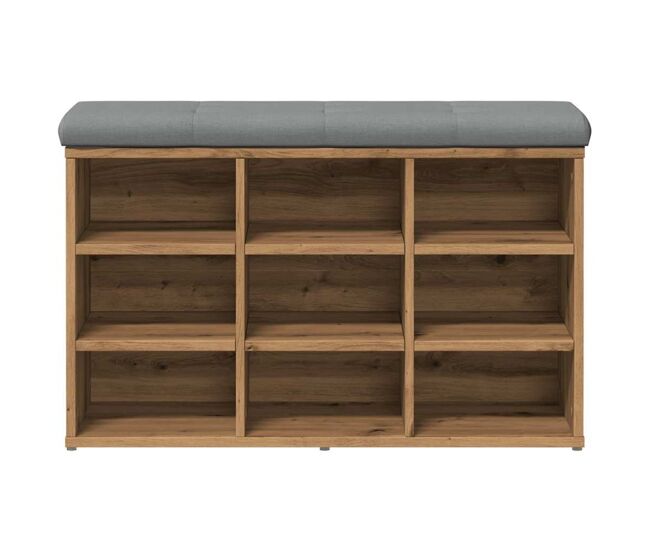 Banco zapatero doll 9 estantes con asiento acolchado roble 50x82x32 cm