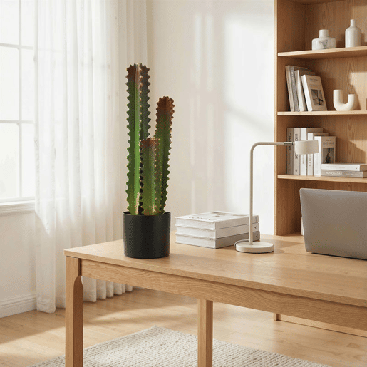 HOMCOM Cato Artificial 66 cm Planta Artificial Decorativa com Vaso e 3 Folhas para Decoração de Interiores Casa Escritório Sala Verde