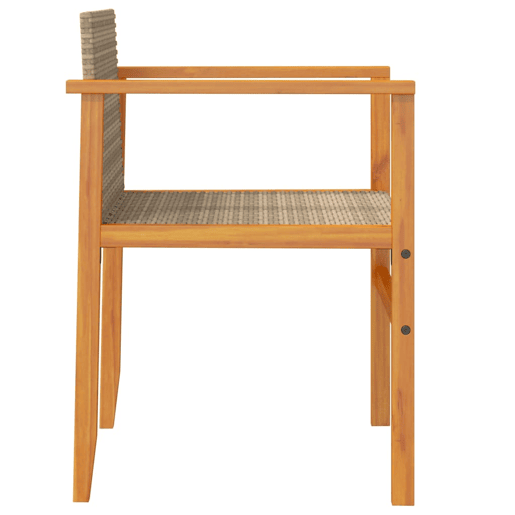 vidaXL Cadeiras de jardim com almofada 2 unidades rattan PE bege e madeira de acácia