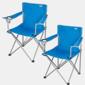 Aktive Conjunto de 2 cadeiras de campismo dobráveis 48x45x80 cm azuis com suporte para copos