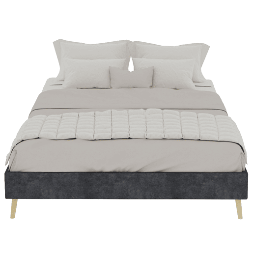 Cama moderna minimalista 140x200 - Base baixa, estilo moderno - Cinza Cama moderna minimalista 140x200 - Base baixa, estilo moderno - Cinza