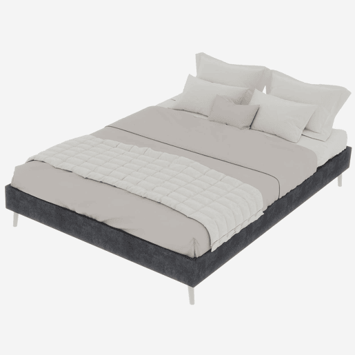Cama moderna minimalista 140x200 - Base baixa, estilo moderno - Cinza Cama moderna minimalista 140x200 - Base baixa, estilo moderno - Cinza