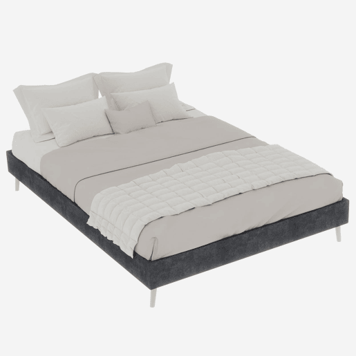 Cama moderna minimalista 140x200 - Base baixa, estilo moderno - Cinza Cama moderna minimalista 140x200 - Base baixa, estilo moderno - Cinza