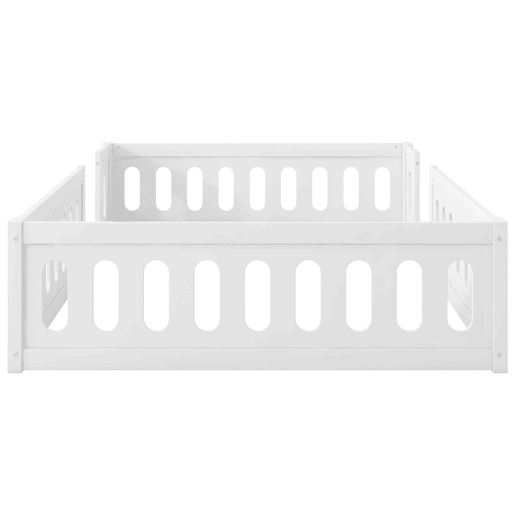 Cama de plataforma em madeira 140x200 - com grade - branca Cama de plataforma em madeira 140x200 - com grade - branca