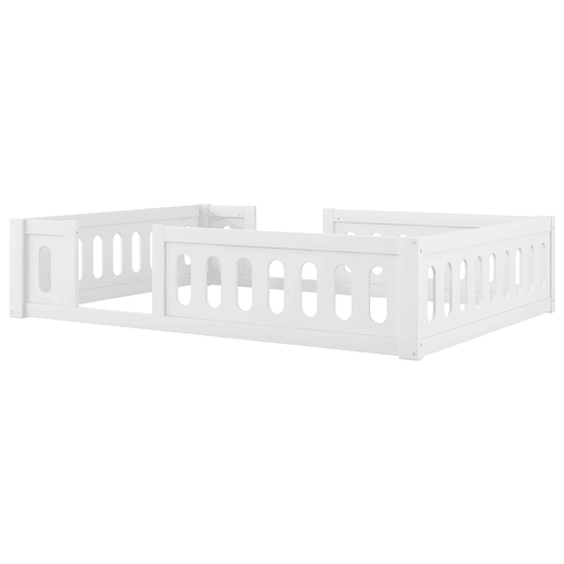 Cama de plataforma em madeira 140x200 - com grade - branca Cama de plataforma em madeira 140x200 - com grade - branca