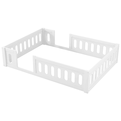 Cama de plataforma em madeira 140x200 - com grade - branca Cama de plataforma em madeira 140x200 - com grade - branca