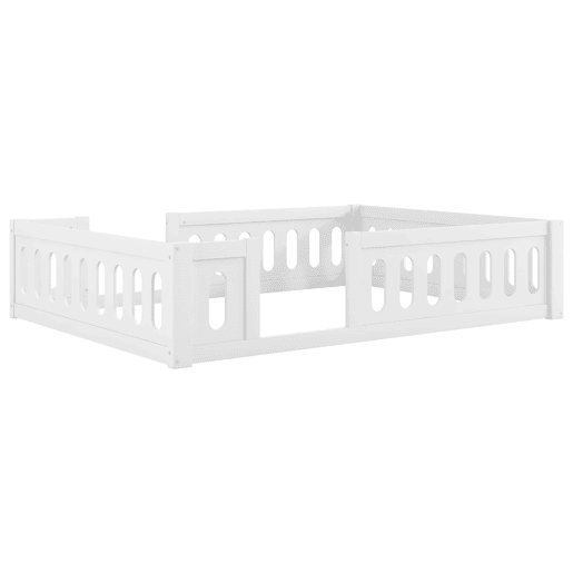 Cama de plataforma em madeira 140x200 - com grade - branca Cama de plataforma em madeira 140x200 - com grade - branca