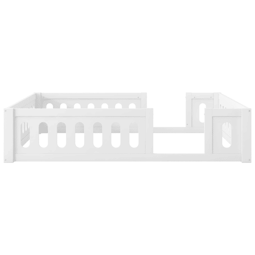 Cama de plataforma em madeira 140x200 - com grade - branca Cama de plataforma em madeira 140x200 - com grade - branca