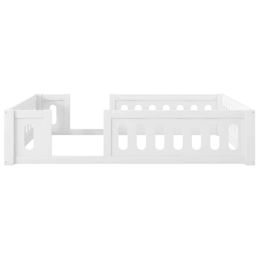 Cama de plataforma em madeira 140x200 - com grade - branca Cama de plataforma em madeira 140x200 - com grade - branca