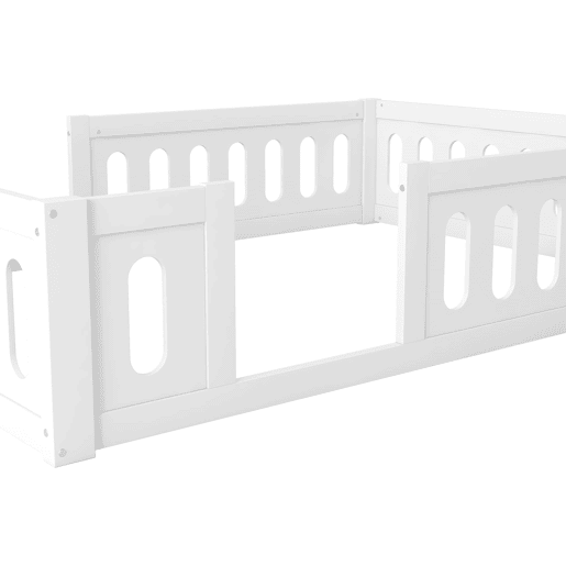 Cama de plataforma em madeira 140x200 - com grade - branca Cama de plataforma em madeira 140x200 - com grade - branca