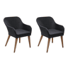 vidaXL Cadeiras de jardim com almofadas 2 unidades rattan sintético preto