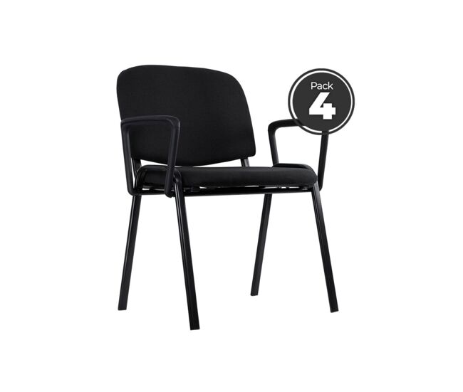 Pack 4 sillas ofis con brazos - negro