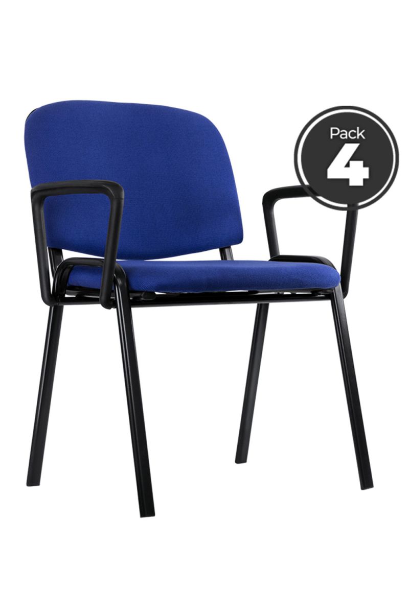 Pack 4 sillas ofis con brazos - azul