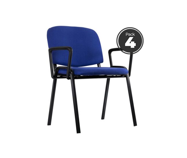 Pack 4 sillas ofis con brazos - azul