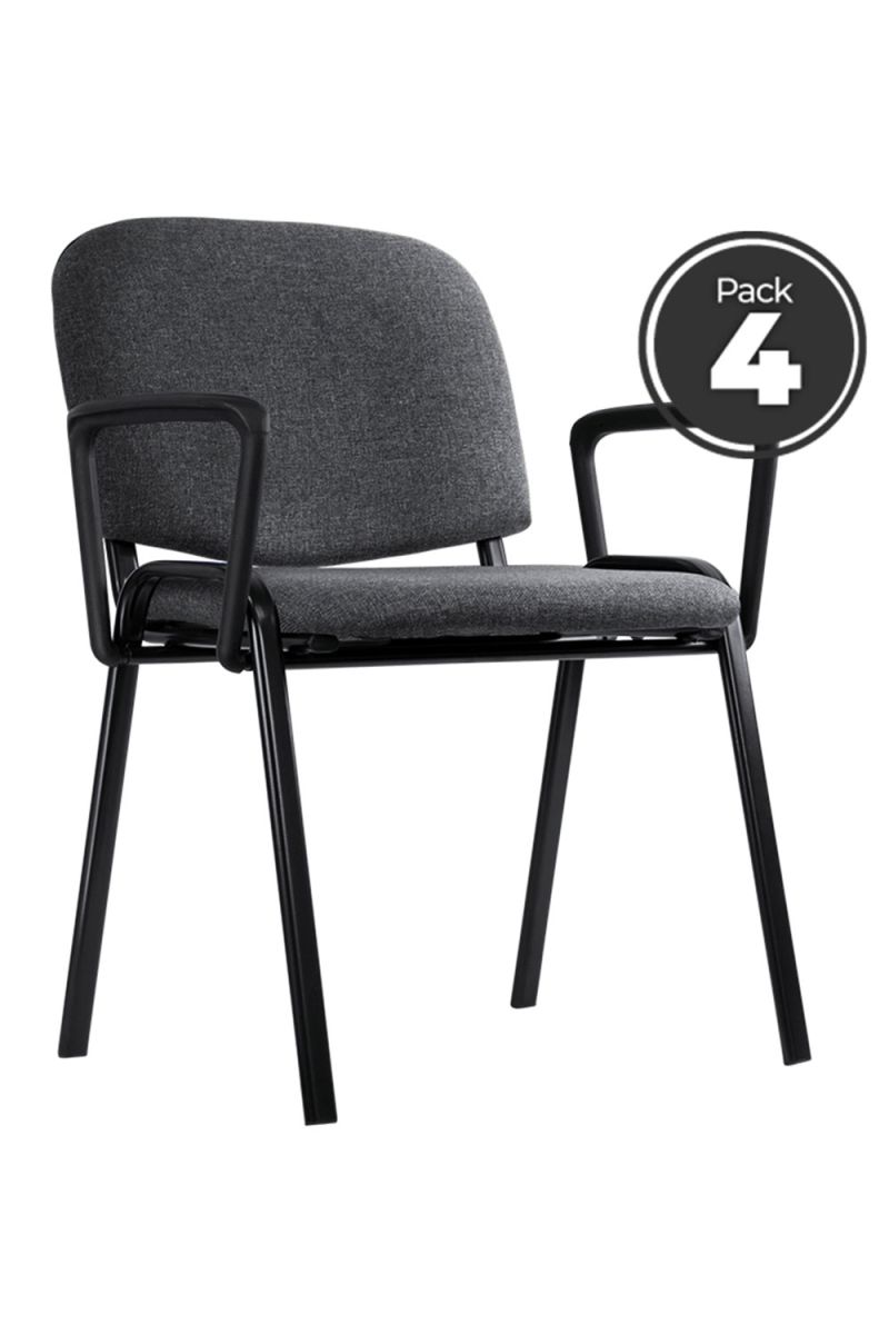 Pack 4 sillas ofis con brazos - gris