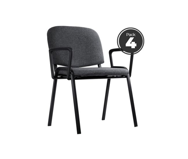 Pack 4 sillas ofis con brazos - gris